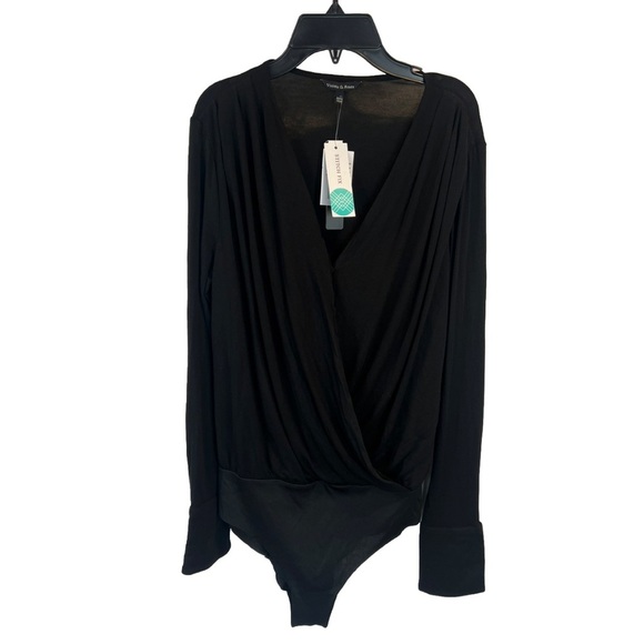 Violets & Roses Black Surplice Knit Bodysuit - Picture 3 of 6